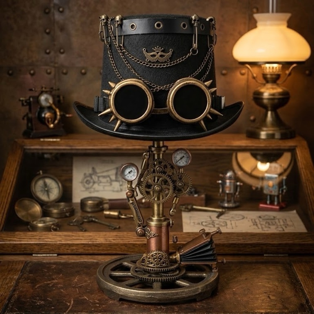 Steampunk Black  Top Hat with Gold Accents